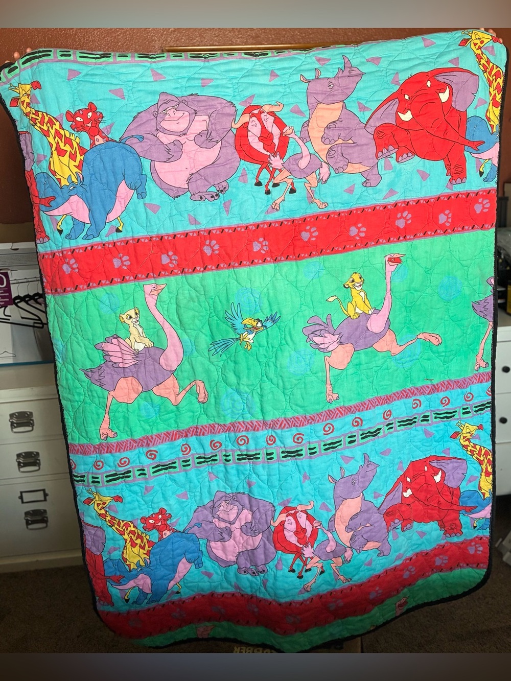 Vintage 90s Disney The Lion King Baby Blanket Quilt Crib 39”x51”